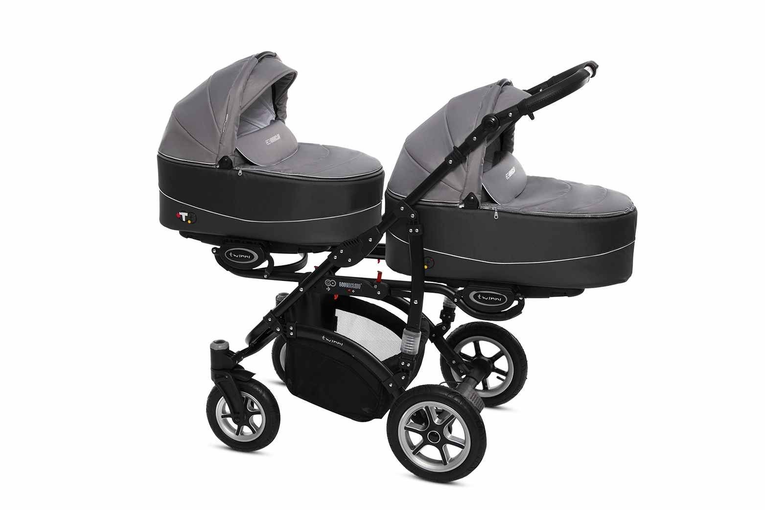 Silver Twin Pram Pushchair – BabyActive Twinni Travel System Sport Set - Imagem 4