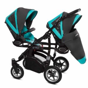 Alternative view of Tropic Green Twin Pram Pushchair – BabyActive Twinni Travel System Sport Set