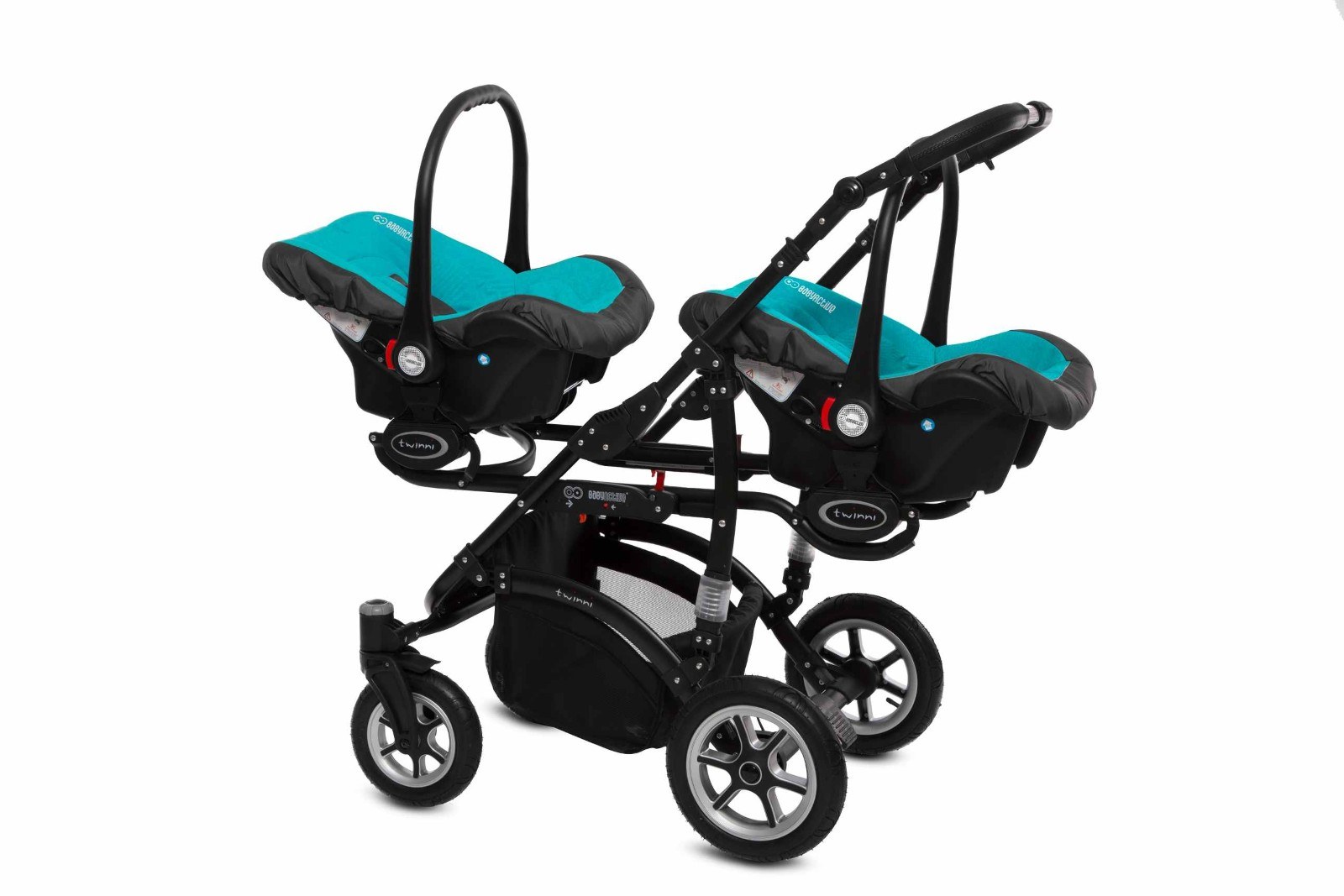Tropic Green Twin Pram Pushchair 4 in 1 – BabyActive Twinni Travel System with Car Seat & Isofix Base - 6 kép