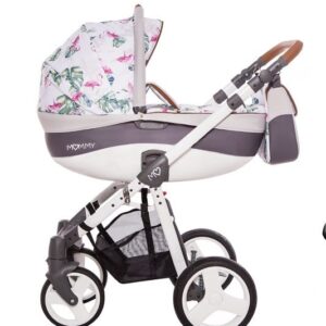 Flamingo Pattern Pram Pushchair 4 in 1 – BabyActive Mommy Travel System with Car Seat & Isofix Base