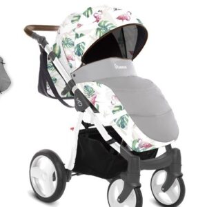 Alternative view of Flamingo Pattern Pram Pushchair 4 in 1 – BabyActive Mommy Travel System with Car Seat & Isofix Base