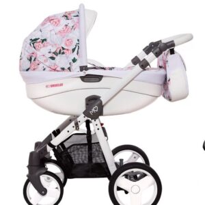 Peony Pattern Pram Pushchair 4 in 1 – BabyActive Mommy Travel System with Car Seat & Isofix Base