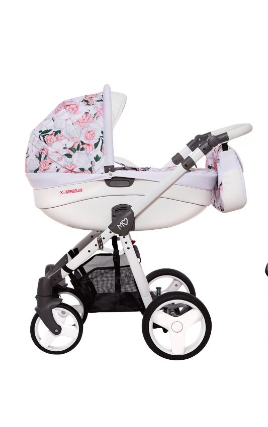 Peony Pattern Pram Pushchair 4 in 1 – BabyActive Mommy Travel System with Car Seat & Isofix Base