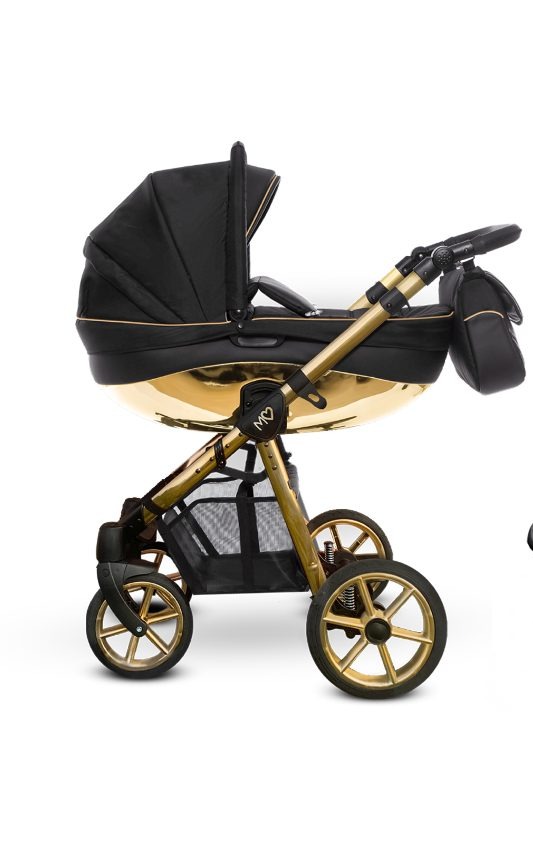 Kočárek Gold Trim 3 v 1 – BabyActive Mommy Glossy Black Travel System s autosedačkou