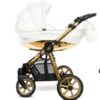 Cochecito con detalles dorados 3 en 1 – Sistema de viaje BabyActive Mommy blanco brillante con asiento para coche