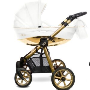 Passeggino 3 in 1 con finiture dorate – Sistema da viaggio BabyActive Mommy bianco lucido con seggiolino auto