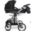 Silver Trim Pram Pushchair 4 in 1 – BabyActive Mommy Glossy Black Travel System with Car Seat & Isofix Base