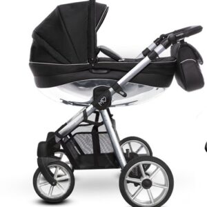 Silver Trim Pram Pushchair 4 in 1 – BabyActive Mommy Glossy Black Travel System with Car Seat & Isofix Base