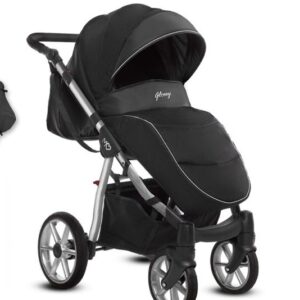 Alternative view of Silver Trim Pram Pushchair 4 in 1 – BabyActive Mommy Glossy Black Travel System with Car Seat & Isofix Base