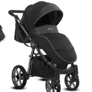 Alternative view of Space Grey Trim Pram Pushchair 3 in 1 – BabyActive Mommy Glossy Black Travel System with Car Seat