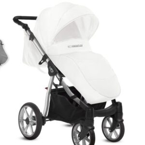 Alternative view of Rose Gold Trim Pram Pushchair 3 in 1 – BabyActive Mommy Glossy White Travel System with Car Seat