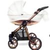 Cochecito de bebé 3 en 1 con detalles plateados – Sistema de viaje BabyActive Mommy blanco brillante con asiento para coche