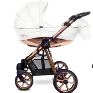 Silver Trim Pram Pushchair 3 in 1 – BabyActive Mommy Glossy White Travel System with Car Seat