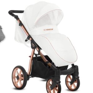 Alternative view of Silver Trim Pram Pushchair 3 in 1 – BabyActive Mommy Glossy White Travel System with Car Seat