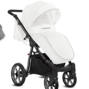 Alternative view of Space Grey Trim Pram Pushchair 3 in 1 – BabyActive Mommy Glossy White Travel System with Car Seat