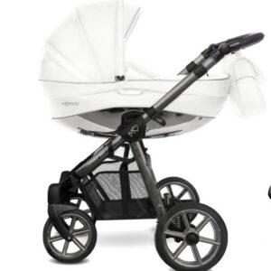Space Grey Trim Pram Pushchair 4 in 1 – BabyActive Mommy Glossy White Travel System with Car Seat & Isofix Base