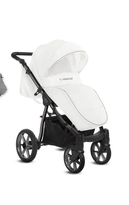 Space Grey Trim Pram Pushchair 4 in 1 – BabyActive Mommy Glossy White Travel System with Car Seat & Isofix Base - immagine 2