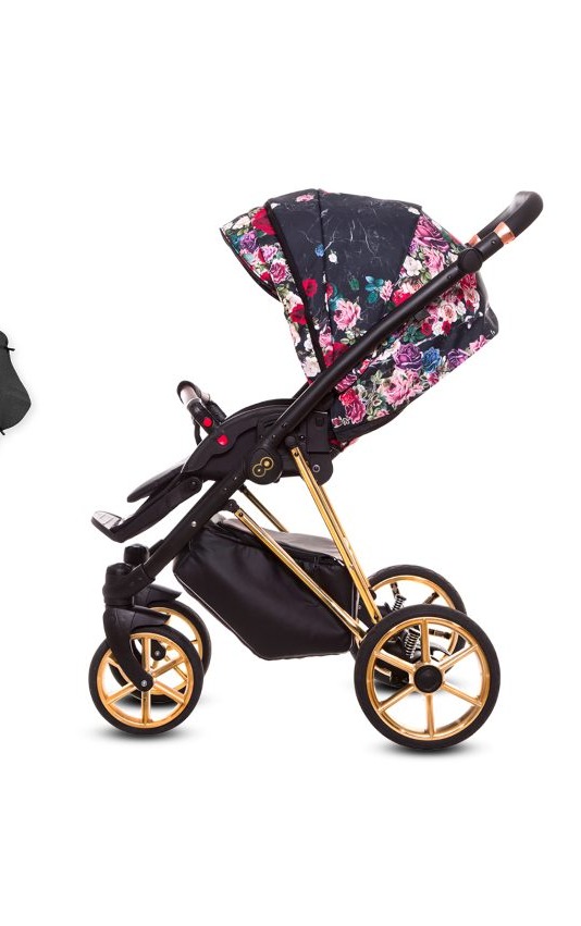 Dark Rose Pattern Pram Pushchair 4 in 1 – BabyActive Musse Rose Travel System with Car Seat & Isofix Base - Εικόνα 2