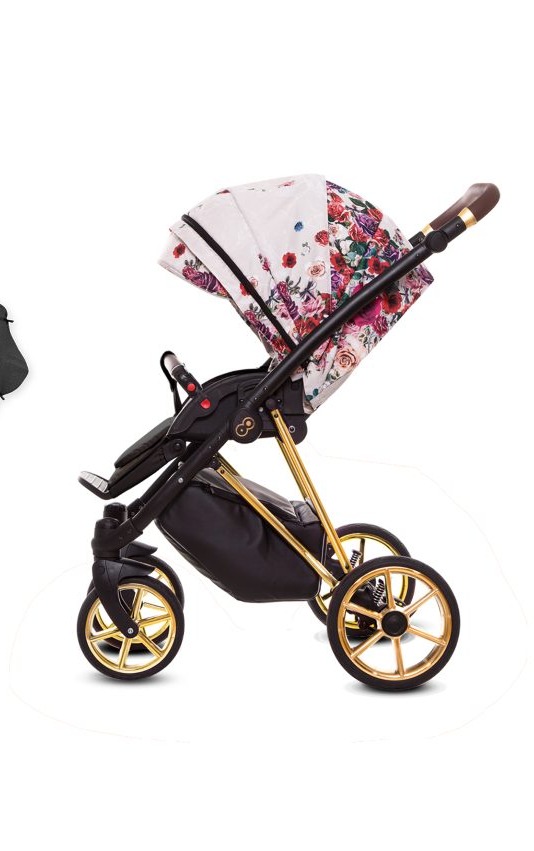 Light Rose Pattern Pram Pushchair 3 in 1 – BabyActive Musse Rose Travel System with Car Seat - Afbeelding 2