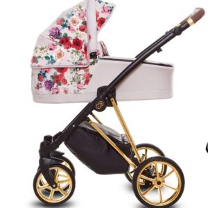 Light Rose Pattern Pram Pushchair 4 in 1 – BabyActive Musse Rose Travel System with Car Seat & Isofix Base