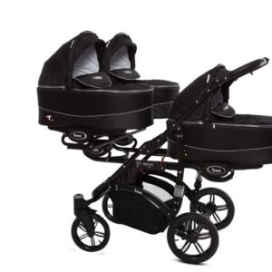 Black Triple Pram Pushchair 4 in 1 from Birth with Car Seat & Isofix Base – BabyActive Trippy Triplet Travel System