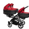 Rosso Red Triple Pram Pushchair 3 in 1 from Birth with Car Seat – BabyActive Trippy Triplet Travel System