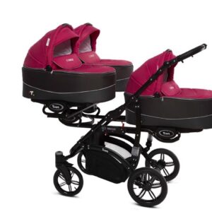 Amarant Purple Triple Pram Pushchair 3 in 1 from Birth with Car Seat – BabyActive Trippy Triplet Travel System