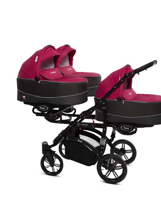 Amarant Purple Triple Pram Pushchair 3 in 1 from Birth with Car Seat – BabyActive Trippy Triplet Travel System