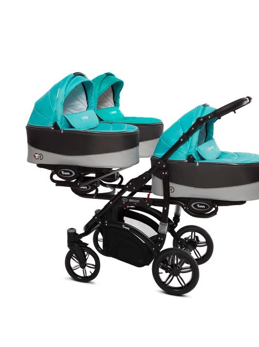 Tropic Green Triple Pram Pushchair 3 in 1 from Birth with Car Seat – BabyActive Trippy Triplet Travel System