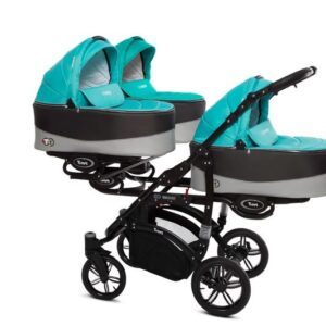 Tropic Green Triple Pram Pushchair 4 in 1 from Birth with Car Seat & Isofix Base – BabyActive Trippy Triplet Travel System