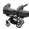 Ezüst színű iker babakocsi 3 az 1-ben – BabyActive Twinni utazórendszer autósüléssel