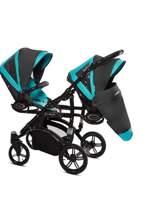 Tropic Green Twin Pram Pushchair 4 in 1 – BabyActive Twinni Travel System with Car Seat & Isofix Base - 2 kép