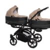 Beige Twin Pram Pushchair 4 in 1 – BabyActive Twinni Travel System with Car Seat & Isofix Base